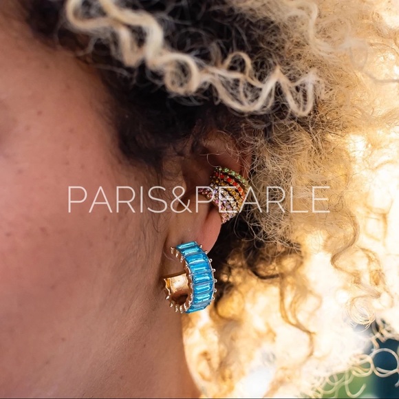Sail Away Gold & Turquoise Glass Hoop Earrings - Picture 1 of 4
